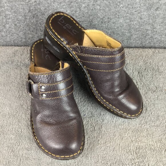 B.O.C. Born Concept Brown Leather Slip On Clog Sz 6 - Picture 1 of 10